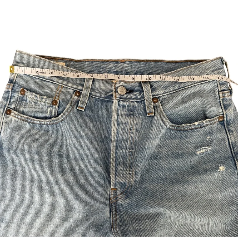 Levis Premium 501 Distressed Light‎ Wash Button Fly Jeans W28 L28 Denim Skinny